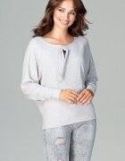 Lenitif Bluza dama gri - tricotata - maneci lungi - decolteu cu papion - material viscoza