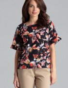 Lenitif Bluza dama - model floral - maneci scurte - multicolor - poliester