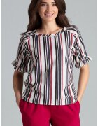 Lenitif Bluza dama - multicolor - cu dungi - maneci scurte - poliester