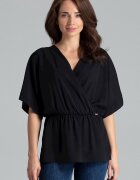 Lenitif Bluza dama - neagra - cu maneci kimono - elastica - din poliester -