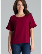 Lenitif Bluza dama - Poliester/Elastan/Viscoza - Maneca scurta - Visiniu