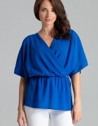 Lenitif Bluza dama - simpla - lejera - albastra - maneci kimono - elastan - poliester - viscoza