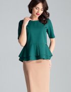Lenitif Bluza dama - verde - poliester si viscoza - cu decolteu semicircular si fermoar ascuns