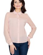 Lenitif Camasa dama K229 - roz - poliester/elastan - maneca lunga - design elegant -