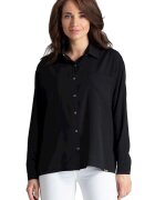 Lenitif Camasa dama - neagra - cu maneci lungi - buzunar - elastan - poliester - viscoza