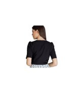 Lenitif Camasa dama - neagra - scurta - cu decolteu inima - maneci scurte - poliester.