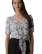 Lenitif Camasa scurta - cu decolteu in forma de inima - maneci scurte plisate - multicolor - poliester