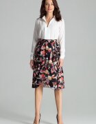Lenitif Fusta midi plisata - model floral - poliester - Negru