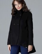 Lenitif Palton dama - neagra - cu guler ridicat - maneci cu fermoar - 80% viscoza -