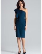 Lenitif Rochie asimetrica K488 - cu volane - albastru - poliester 100% -