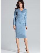 Lenitif Rochie de seara K477 - eleganta - midi - albastru - viscoza