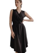 Lenitif Rochie midi - Negru - Fara maneci - Cu curea decorativa - Poliester/Elastan