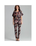 Lenitif Salopeta dama florala - pantaloni lungi - maneci kimono - multicolor - poliester