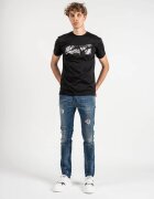 LES HOMMES Tricou slim fit cu logo - - Negru