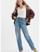 Levis Blugi cu croiala dreapta si talie inalta - Albastru
