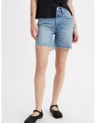 Levis Blugi scurti cu talie inalta si terminatii nefinisate - Albastru deschis