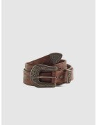 Levis Curea de piele cu model floral - Maro deschis