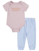 Levis Set de body din bumbac organic si pantaloni de trening - Albastru deschis/Roz prafuit