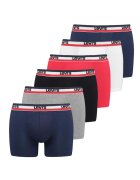 Levis Set de boxeri cu banda logo in talie - 6 perechi - Rosu/Gri/Albastru