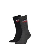 Levi's Set de sosete lungi unisex - 2 perechi - Negru/Gri inchis