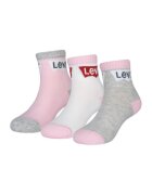 Levis Set de sosete scurte cu imprimeu logo - 3 perechi - Gri melange/Roz