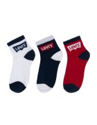 Levi's Set de sosete scurte cu logo - 3 perecho - Negru/Rosu inchis/Alb optic