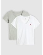 Levis Set de tricouri cu decolteu in V -2 piese - Alb/Gri melange