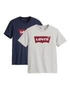 Levi's Set de tricouri cu decolteu la baza gatului si imprimeu logo - 2 piese - Gri/Albastru