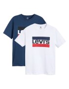 Levis Set de tricouri cu imprimeu logo - 2 piese - Alb/Albastru