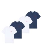 Levis Set de tricouri din bumbac cu decolteu la baza gatului - 4 piese - Alb/Albastru