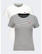 Levi's Set de tricouri slim fit de bumbac cu decolteu rotund - 2 piese - Negru/Alb optic