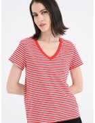 Levi's Tricou de bumbac cu decolteu in V - Rosu/Alb