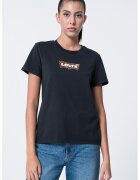 Levi's Tricou de bumbac cu decolteu la baza gatului - Maro inchis/Negru