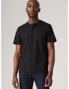 Levis Tricou de bumbac cu fenta scurta cu nasturi - Negru