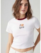 Levis Youth Tricou crop cu imprimeu logo - Alb/Visiniu