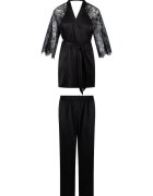 LingaDore Pijama din satin cu dantela - Negru