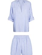LingaDore Pijama in dungi cu maneci ajustabile - Alb/Albastru
