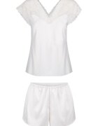 LingaDore Pijama scurta de satin si dantela - Crem