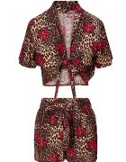 LingaDore Set de plaja cu animal print - Maro/Rosu inchis