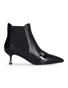 Liu Jo Botine Chelsea de piele cu monograma metalica - Negru