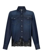 Liu Jo Camasa de denim cu insertii de dantela - Albastru ultramarin