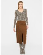 Liu Jo Fusta midi cu slit frontal - Maro cognac