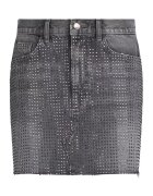 Liu Jo Fusta mini din denim cu strasuri - Gri