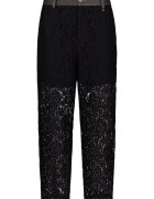 Liu Jo Pantaloni cu talie inalta si strat exterior de dantela - Negru