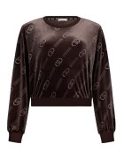 Liu Jo Pantaloni de trening catifelati cu logo - Maro inchis