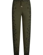Liu Jo Pantaloni de trening cu animal print si aspect tricotat - Negru/Verde sparanghel