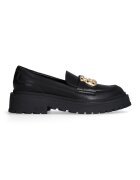 Liu Jo Pantofi loafer de piele cu logo metalic - Auriu/Negru