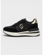 Liu Jo Pantofi sport cu garnituri de piele intoarsa si logo metalic - Auriu/Negru