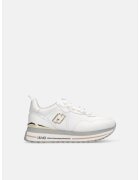 Liu Jo Pantofi sport de piele cu aplicatie logo metalica - Alb