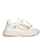Liu Jo Pantofi sport de piele cu insertii de material textil - Auriu/Crem